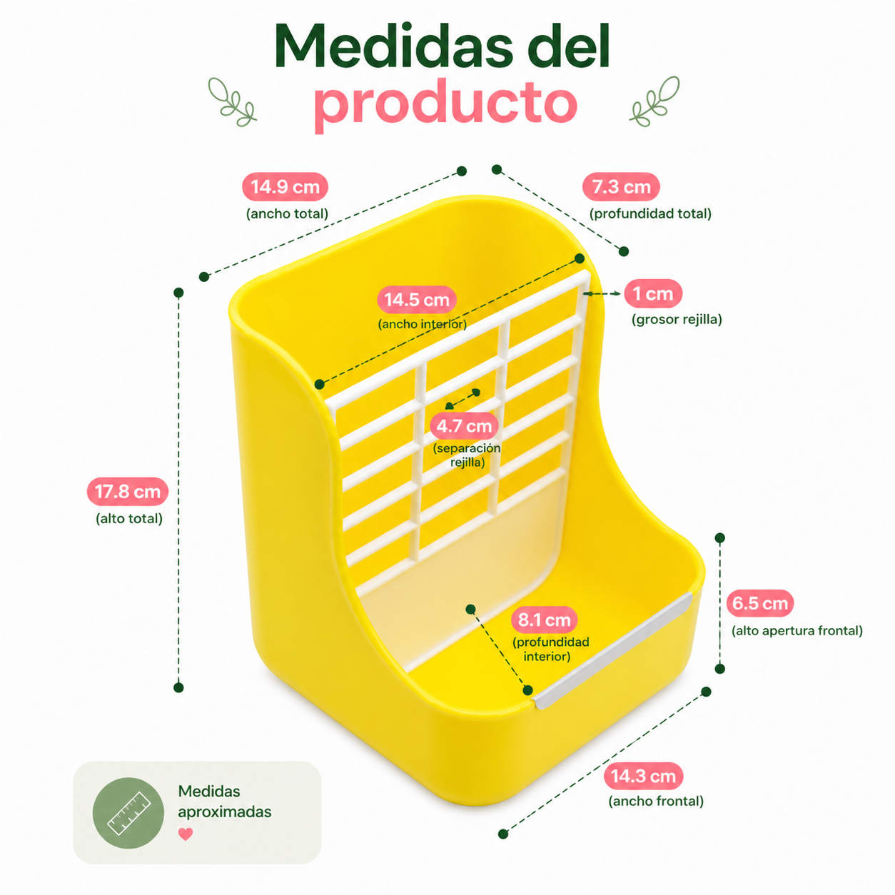 Henera plástica con rejilla para conejos cuyes y chinchillas