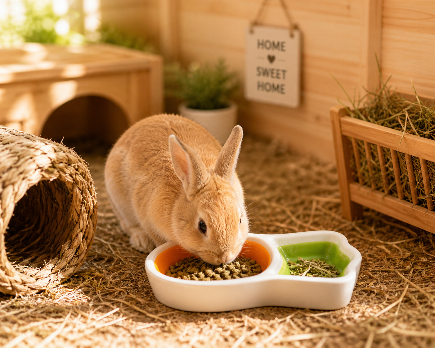 Pocillo de cerámica forma zanahoria para conejos, cuyes y chinchillas