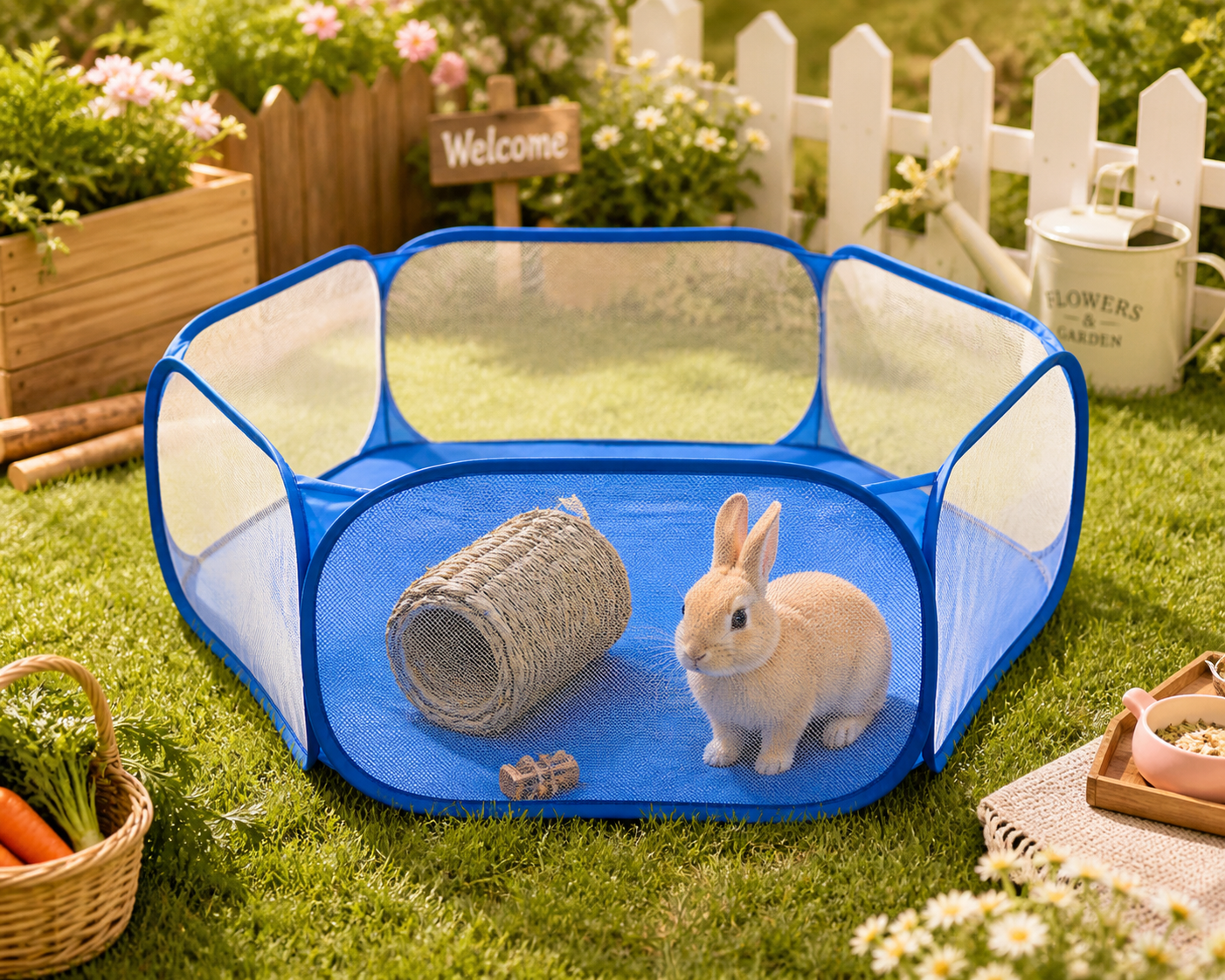 Corral plástico autoarmable para conejos, cuyes y chinchillas