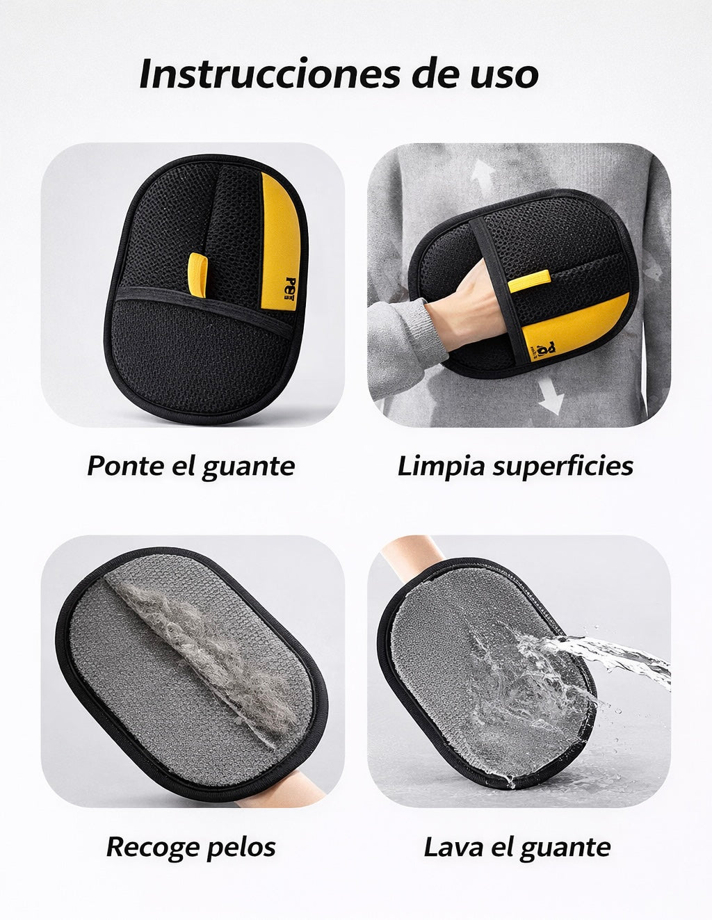 Guante Quitapelos Reutilizable para Mascotas