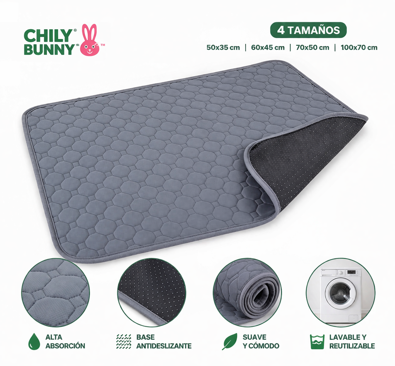 Tapete Higiénico Reutilizable para Conejos y Cuyos