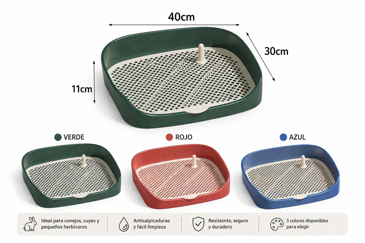 Baño Sanitario para Conejos y Cuyes Antisalpicaduras