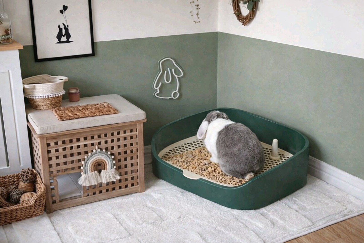 Baño Sanitario para Conejos y Cuyes Antisalpicaduras