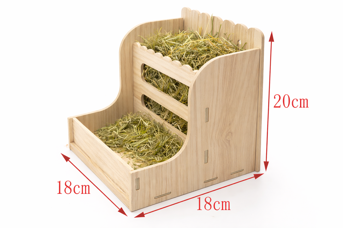 Henera de Madera para Conejos y cuyes – Alimentador de Heno Antidesorden