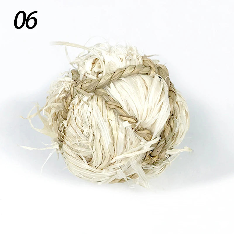 Pelota Natural de Fibra para Morder – Juguete Dental para Conejos y Cuyes