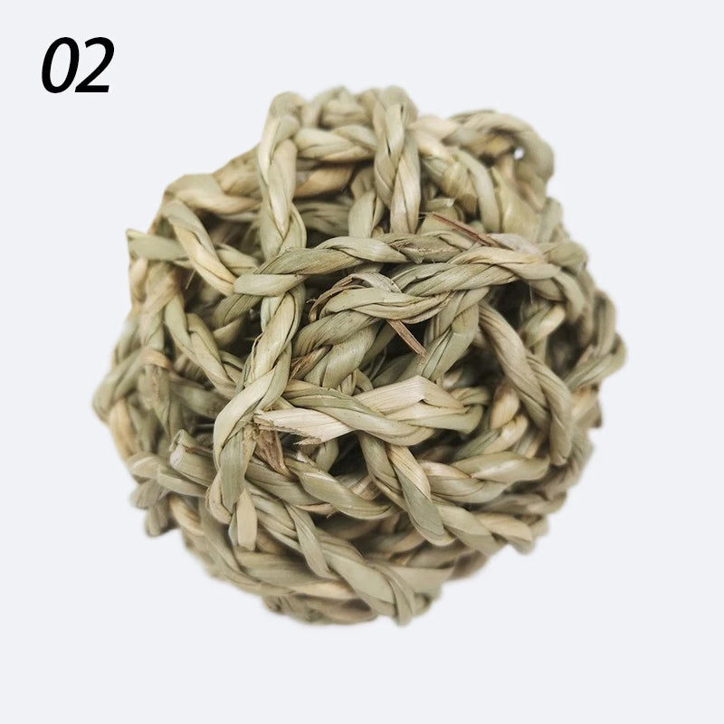 Pelota Natural de Fibra para Morder – Juguete Dental para Conejos y Cuyes