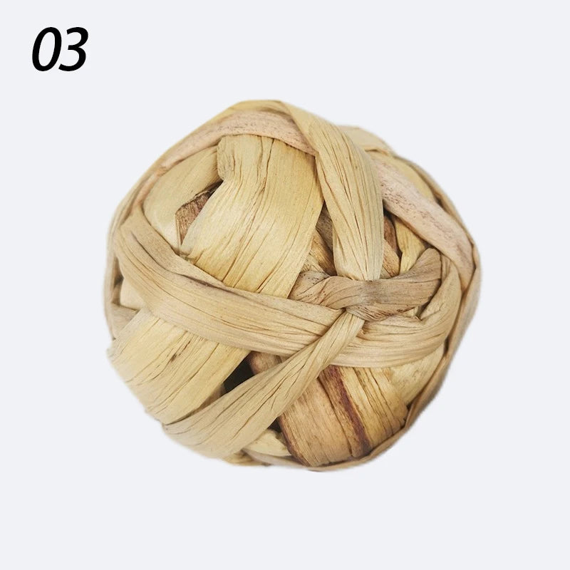 Pelota Natural de Fibra para Morder – Juguete Dental para Conejos y Cuyes